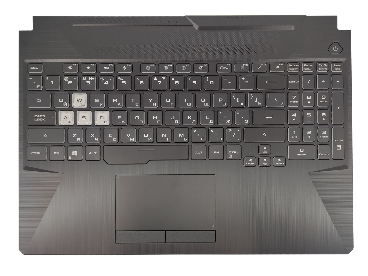 Верхняя часть корпуса (Palmrest) Asus TUF Gaming FX506 с клавиатурой, с RGB подсветкой и тачпадом, черный, RU