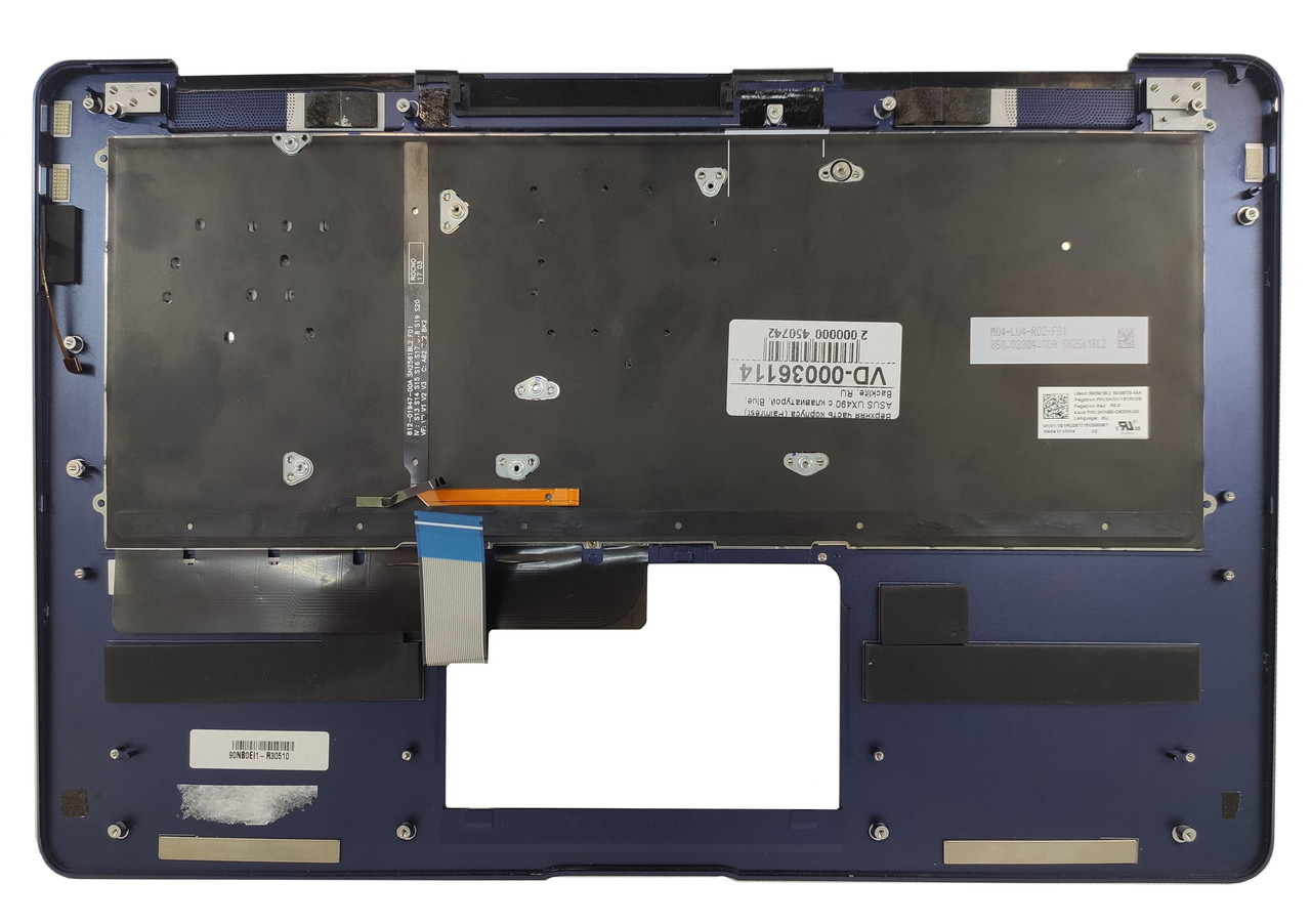 Верхняя часть корпуса (Palmrest) Asus ZenBook UX490 с клавиатурой, с подсветкой, синий, RU - фото 2 - id-p177169030