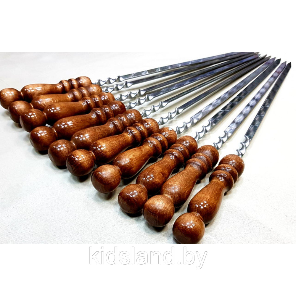 Набор кованых шампуров с деревянной ручкой (10шт по 63см)