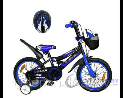 Велосипед детский Delta Sport 16 New (черный/синий) + шлем - фото 1 - id-p129067499
