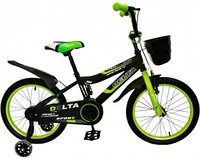 Велосипед детский Delta Sport 16 New (черный/зеленый) 16" + шлем