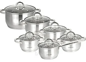 Набор кастрюль Maestro MR-2120-12 (1.5л/2л-2шт./3л/5л/ковш 1.5л)