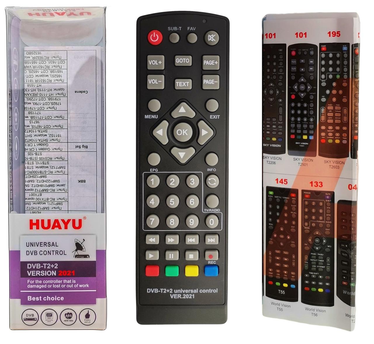 Пульт для цифровых приставок DVB-T2 универсальный Huayu DVB-T2+TV ver.2021