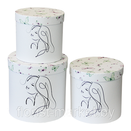 Набор коробок "Ля Фам", 3шт, 19,5*19 см, 17,5*17 см, 15,5*15 см, белый