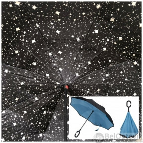 Зонт наоборот UnBrella (антизонт). Подбери свою расцветку настроения Ночное звездное небо - фото 1 - id-p102070245
