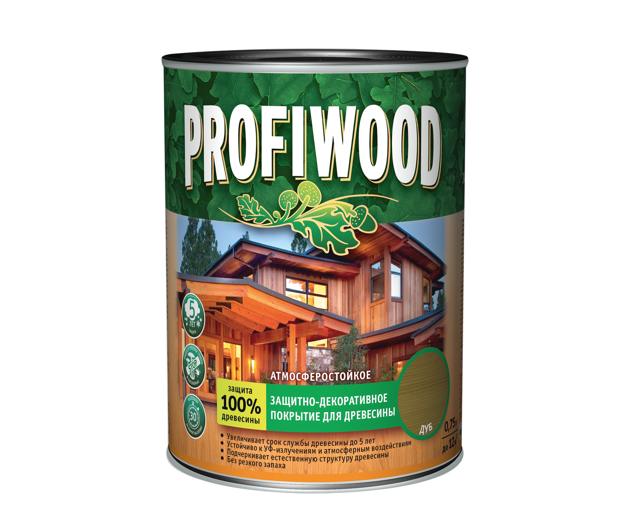 Защитно-декоративное покрытие для древесины PROFIWOOD орех 0.75л / 0.7 кг