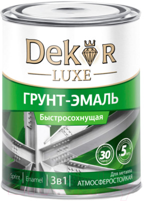 Грунт-эмаль "DEKOR" SPRINT 3 в 1 быстросохнущая черная 0,9 кг