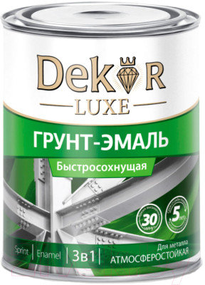 Грунт-эмаль "DEKOR" SPRINT 3 в 1 быстросохнущая черная 0,9 кг, фото 2