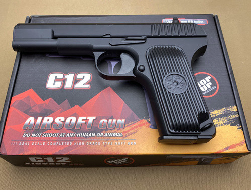 Пистолет ТТ игрушечный пневматический металлический airsoft gun C 12