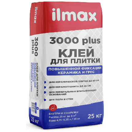 Клей для плитки ilmax 3000 plus 25 кг. (керамика и грес), фото 2