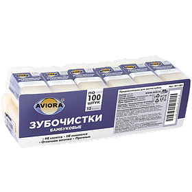 Зубочистки бамбук, 100 шт. в баночке, AVIORA NEW /12/480