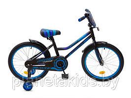 Велосипед детский с приставными колесами Favorit Biker 18 дюймов, 4-8лет, 110-130см (черный/синий)