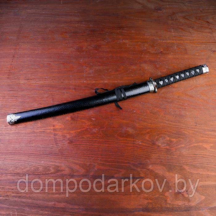 Сувенирное оружие «Катана», чёрные ножны под змеиную кожу, 70 см, без подставки - фото 5 - id-p177269253