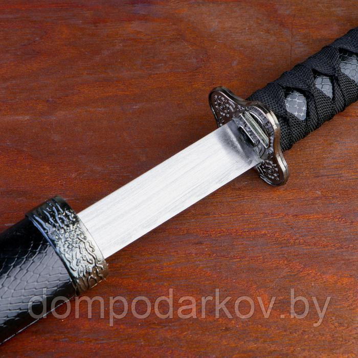 Сувенирное оружие «Катана», чёрные ножны под змеиную кожу, 70 см, без подставки - фото 7 - id-p177269253