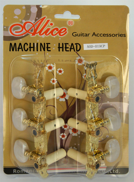 Alice AOD-019CP Комплект колковой механики для классической гитары, позолоченный - фото 1 - id-p173084150