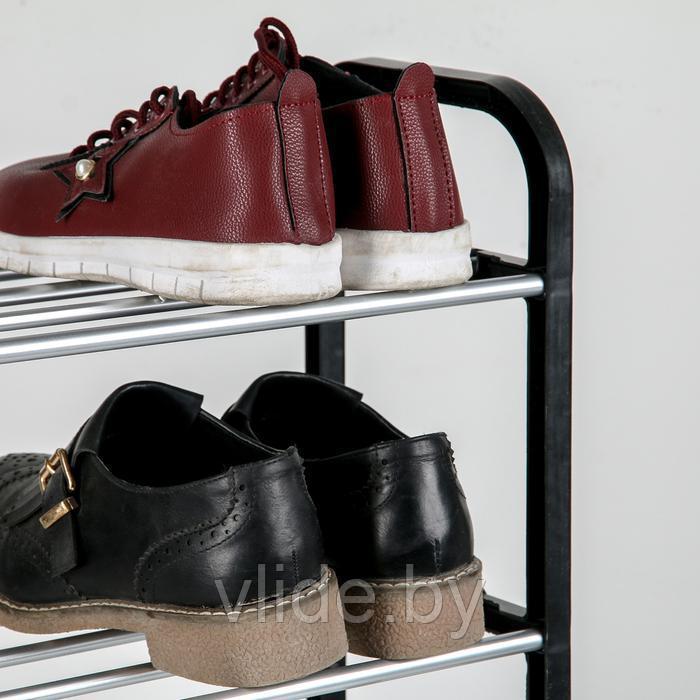 Полка для обуви Доляна, 4 яруса, 50×19×60 см, цвет чёрный - фото 7 - id-p177281281
