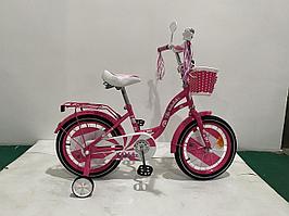 Детский велосипед Bibibike 18" для девочек, корзина, звонок, багажник, мишура D18-1P