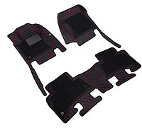 Hyundai Santa Fe 2012- ковры салона эко-кожа черный/шов красный (Эко-кожа+Резина) Coolpart