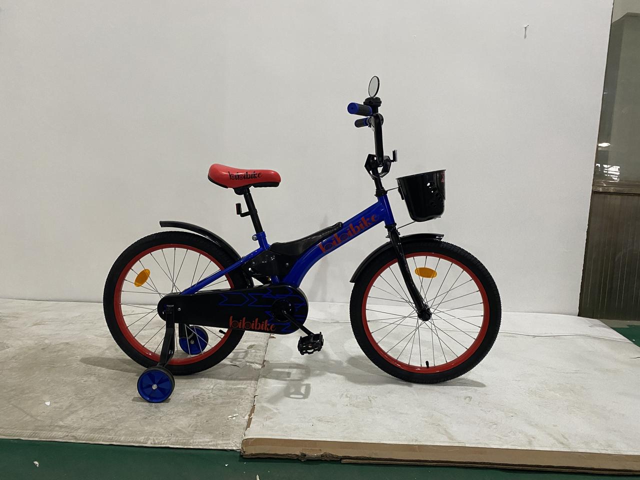Детский велосипед для мальчика Bibibike 14" корзина, звонок, зеркало - фото 1 - id-p177283053