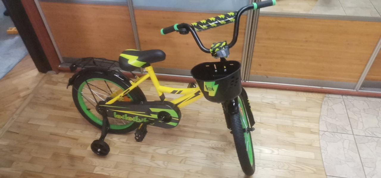 Детский велосипед Bibibike 16" для мальчика, корзина, звонок, багажник синий - фото 4 - id-p177283793