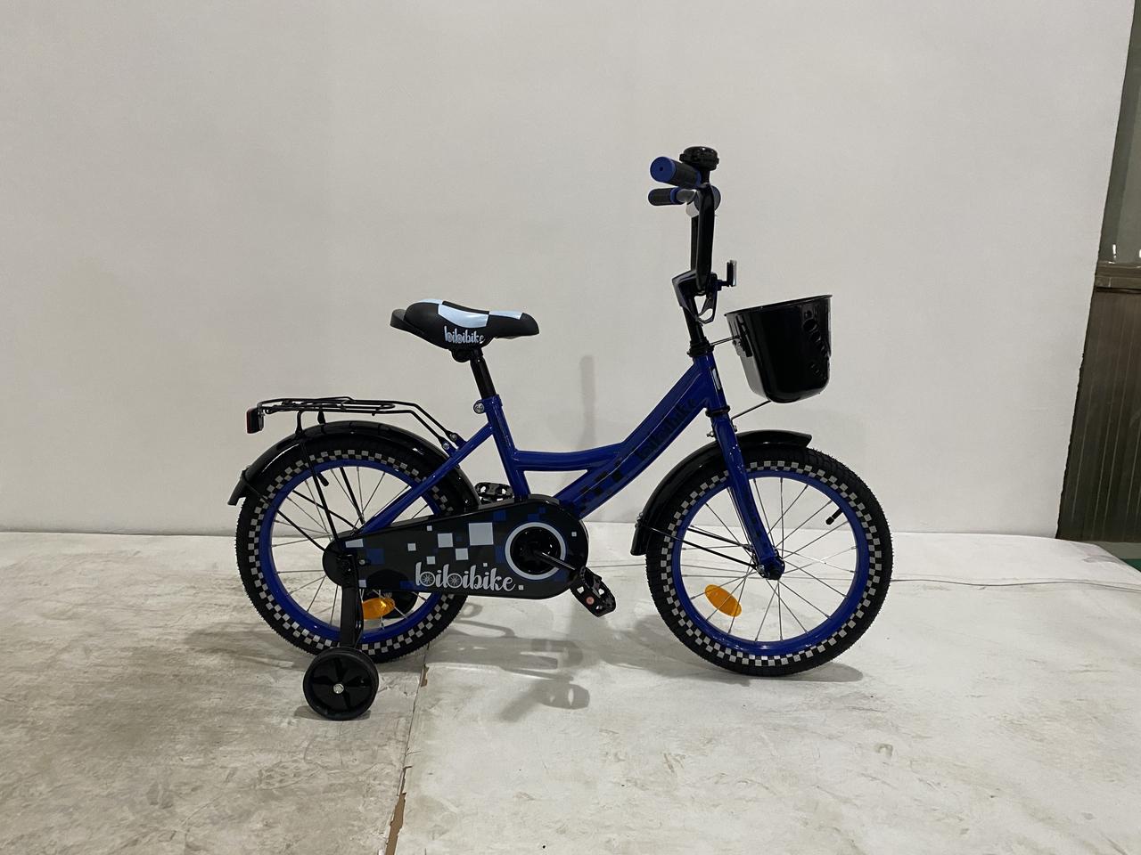 Детский велосипед Bibibike 16" для мальчика, корзина, звонок, багажник синий - фото 1 - id-p177283793