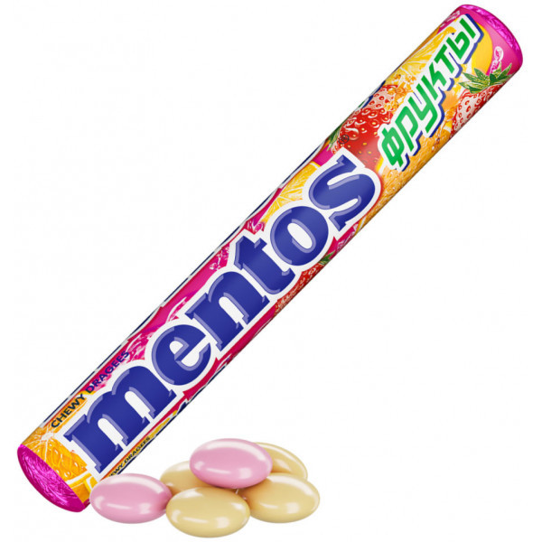 Драже жевательные Mentos со вкусом Фруктов 37.5г - фото 1 - id-p177289516