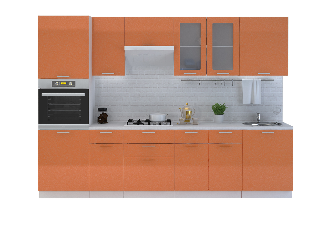 Кухня Валерия-2, 3,0 глянец Оранжевый - Сурская мебель - фото 1 - id-p177295962