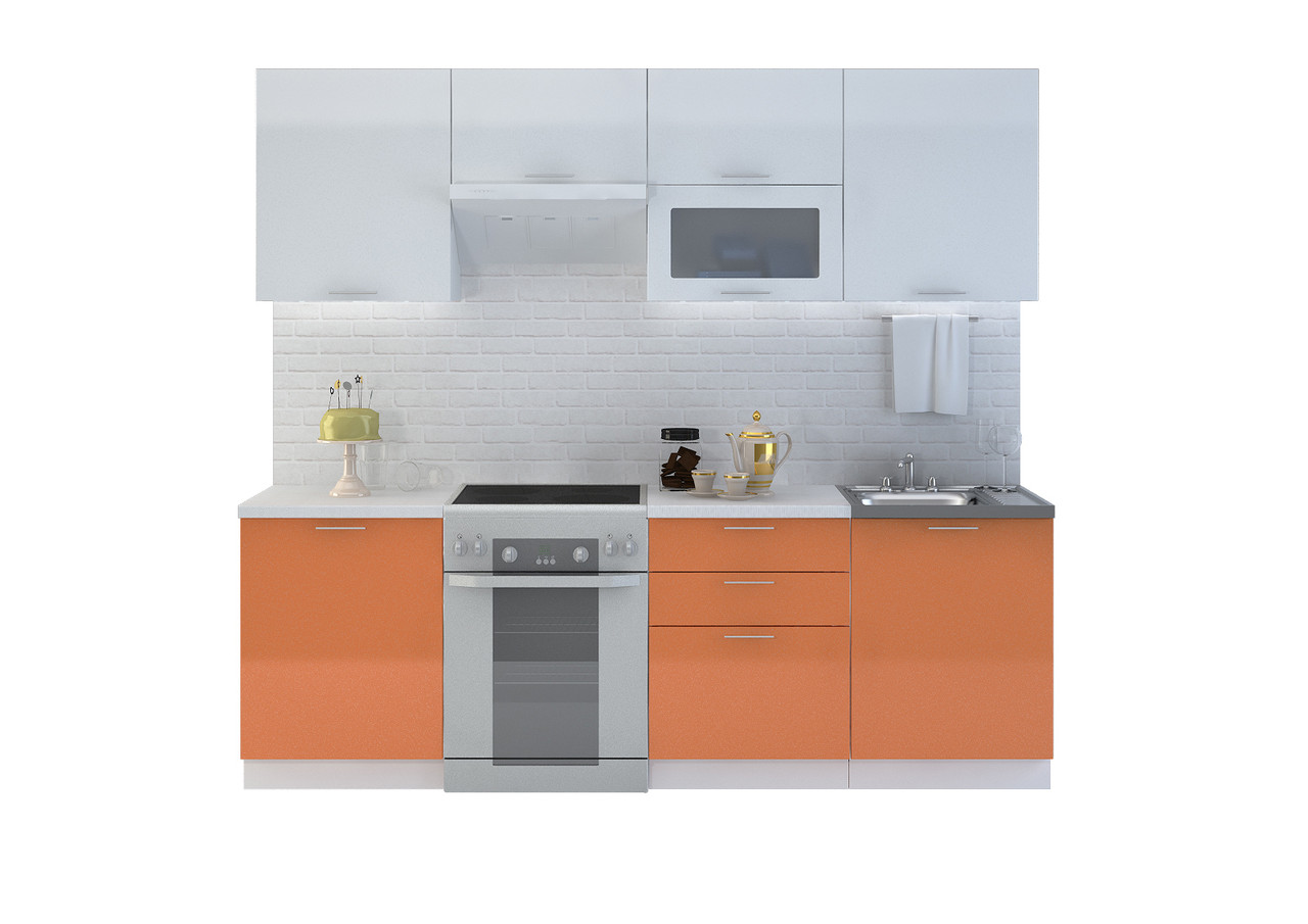 Кухня Валерия-2, 2,4 глянец Оранжевый/Белый глянец - Сурская мебель - фото 1 - id-p177296035