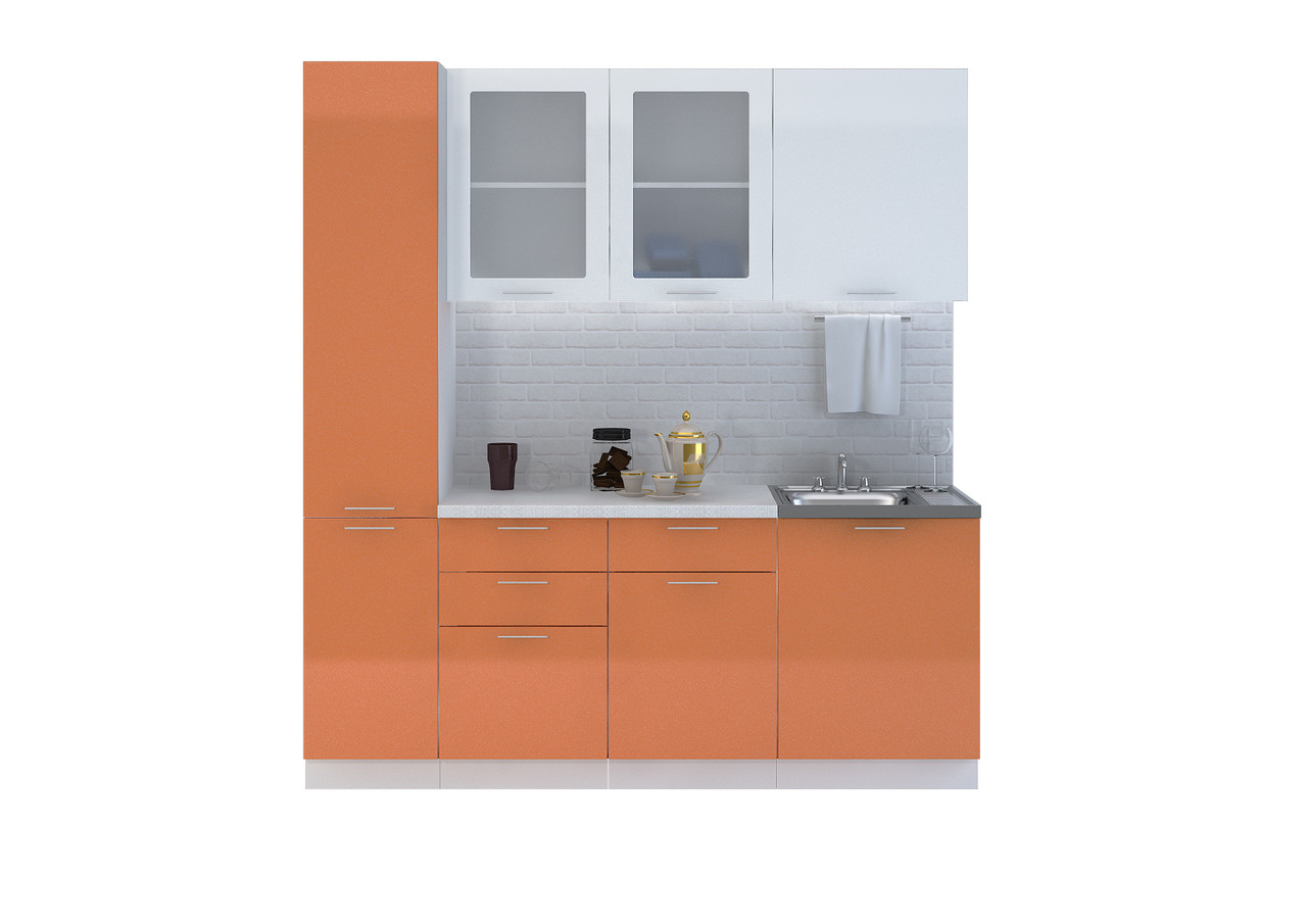 Кухня Валерия-2, 2,0 глянец Оранжевый/Белый глянец - Сурская мебель - фото 1 - id-p177296058