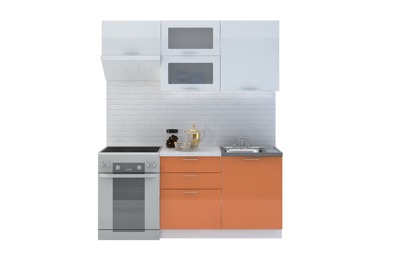 Кухня Валерия-2, 1,8 глянец Оранжевый/Белый глянец - Сурская мебель - фото 1 - id-p177296077