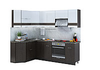 Кухня Терра Gloss угловая Волновая Белый глянец/Венге 1,5х2,4 м - Сурская мебель