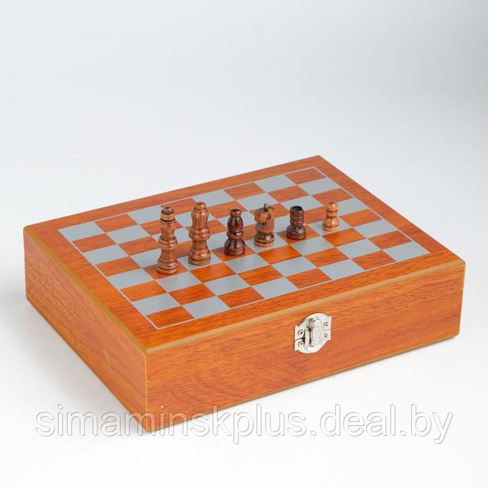 Набор 6 в 1: фляжка 8 oz, рюмка, воронка, кубики 5 шт, карты, шахматы, 18 х 24 см - фото 3 - id-p176816519