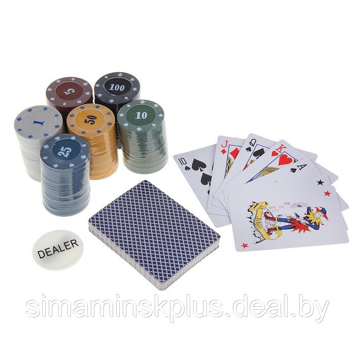 Покер, набор для игры (карты 2 колоды, фишки 120 шт.), с номиналом, 57 х 40 см - фото 4 - id-p176816586