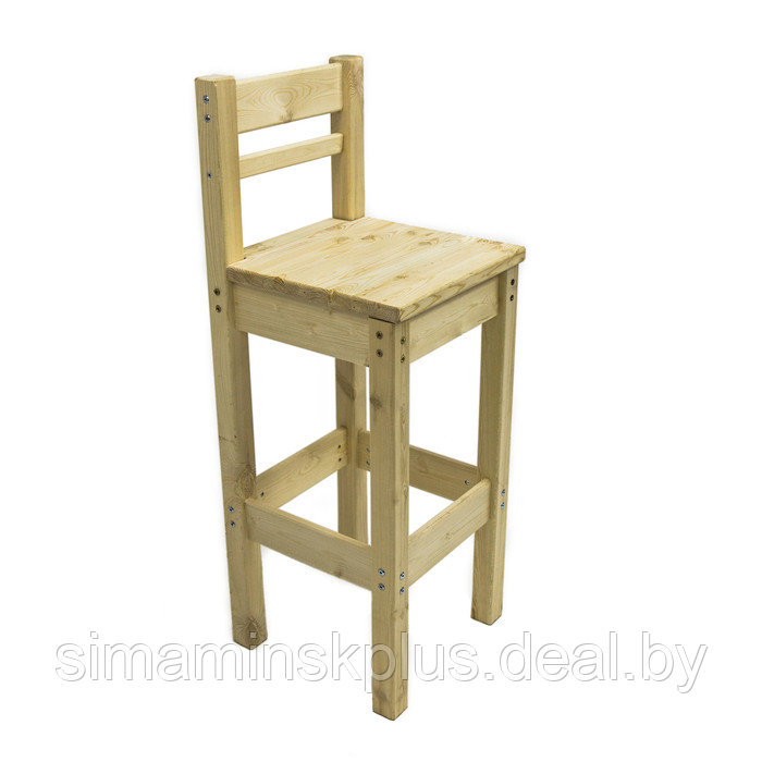 Барный стул с высокой спинкой, 400×400×1150 мм, массив сосны, без покрытия - фото 1 - id-p177039862