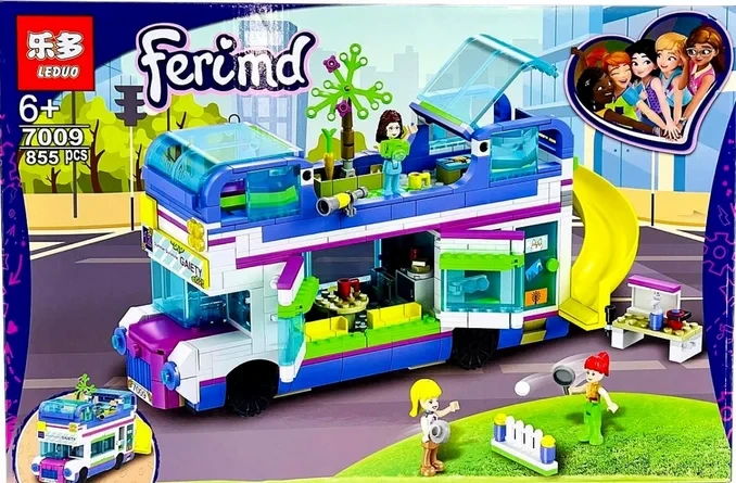 Детский конструктор leduo 7009 "Друзья Автобус путешествий" Френдс Friends, 855 деталей, Аналог Лего