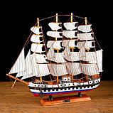 Корабль сувенирный средний «Калхас», борта триколор, паруса белые, микс, 50х45х9 см, фото 2