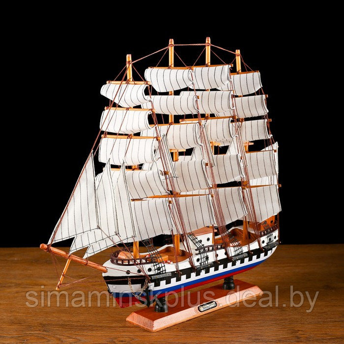 Корабль сувенирный средний «Калхас», борта триколор, паруса белые, микс, 50х45х9 см - фото 3 - id-p176816666