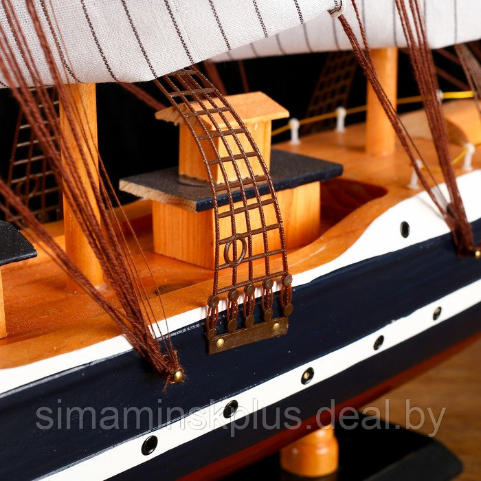 Корабль сувенирный большой «Гедан», борта синие, паруса белые, 82×13×62 см - фото 5 - id-p177015864