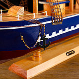 Корабль сувенирный большой «Орфей», борта синие, паруса белые, 11×80×71 см, фото 4