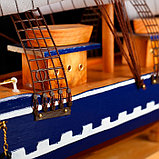 Корабль сувенирный большой «Орфей», борта синие, паруса белые, 11×80×71 см, фото 5