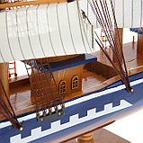 Корабль сувенирный большой «Орфей», борта синие, паруса белые, 11×80×71 см, фото 7