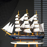 Корабль сувенирный большой «Орфей», борта синие, паруса белые, 11×80×71 см, фото 10
