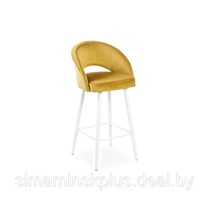 Барный стул Мирелла Золотой велюр 14/ Хард металл Белый - фото 1 - id-p177039946