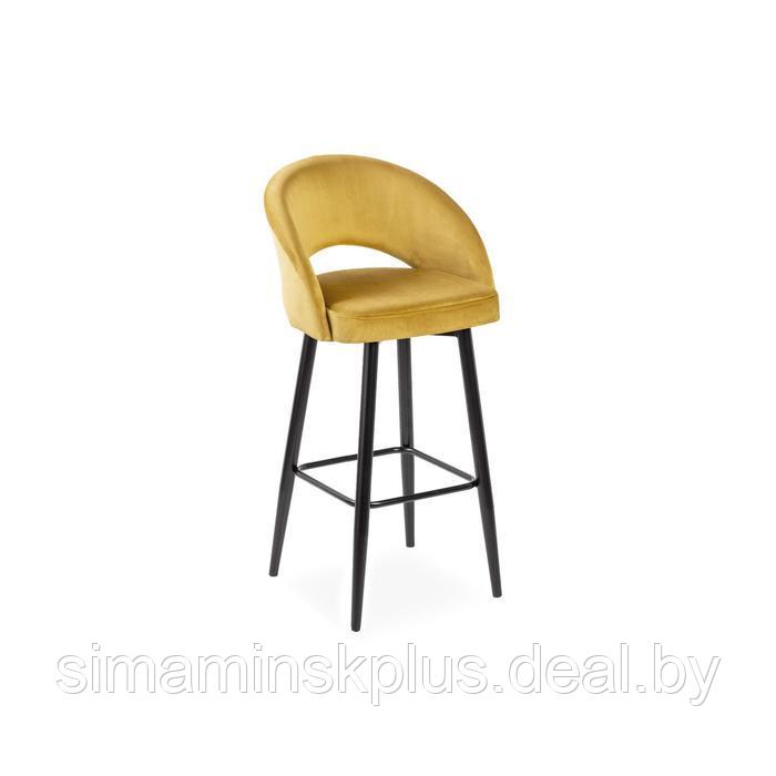 Барный стул Мирелла Золотой велюр 14/ Хард металл Черный глянец - фото 1 - id-p177039948