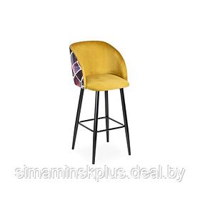Барный стул Милли Велюр 14 Золото/ Хард металл Черный глянец