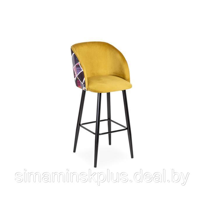 Барный стул Милли Велюр 14 Золото/ Хард металл Черный глянец - фото 1 - id-p177039982