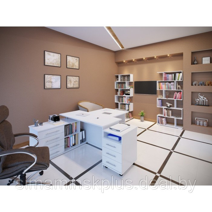 Компьютерный стол, 1400 × 1270 × 750 мм, левый, цвет белый - фото 2 - id-p177034875