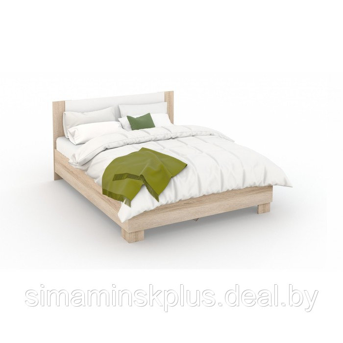 Кровать «Аврора» без ПМ, 140 × 200 см, со встроенным основанием, цвет сонома / белый - фото 1 - id-p177045836