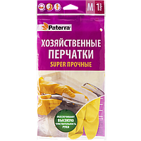 Перчатки хозяйственные "Super прочные" (латекс, хлопок), размер М, PATERRA