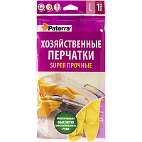 Перчатки хозяйственные "Super прочные" (латекс, хлопок), размер L, PATERRA